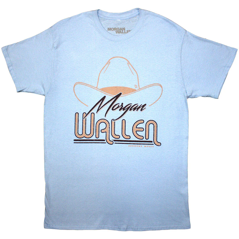 Morgan Wallen Cowboy Hat Light Blue Large T-Shirt