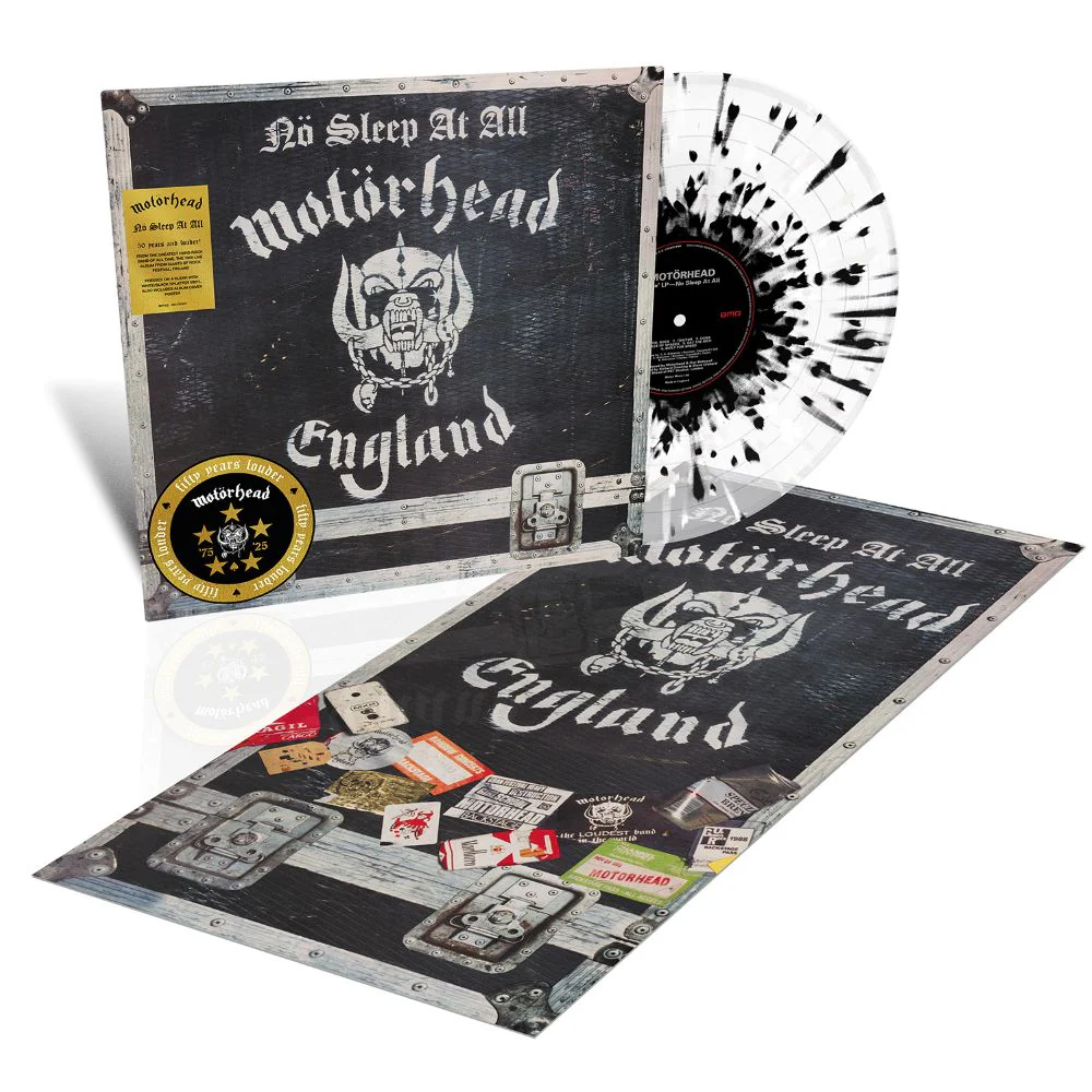 Motörhead No Sleep At All 50th Anniversary Edition Vinyl LP Clear w/Black & White Splatter Colour 2025