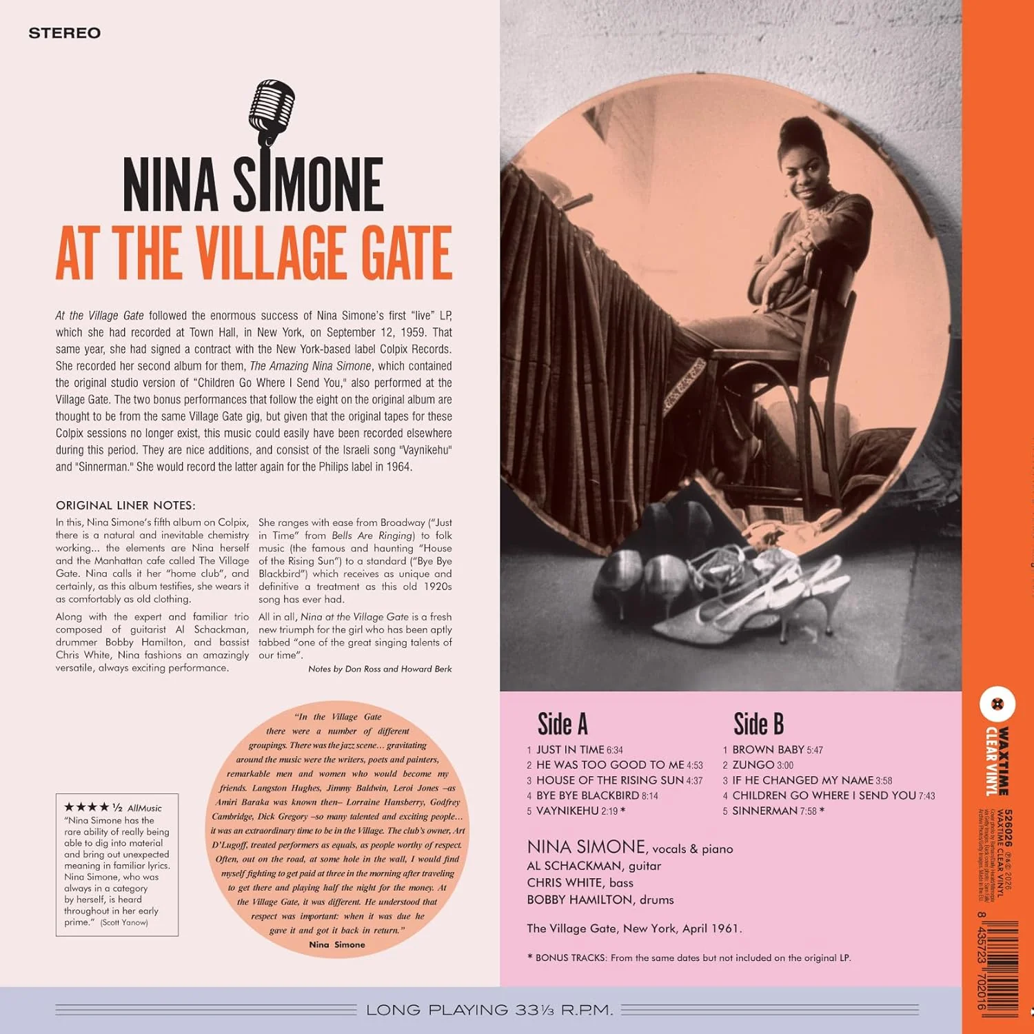 Nina Simone At The Village Gate Vinyl LP Crystal Clear Colour 2026 - Image 2