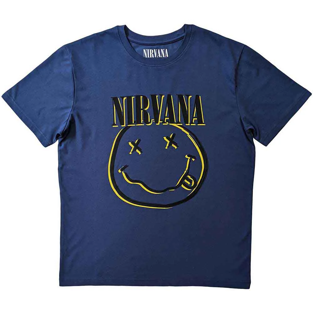 Nirvana Inverse Happy Face Sky Blue Small T-Shirt