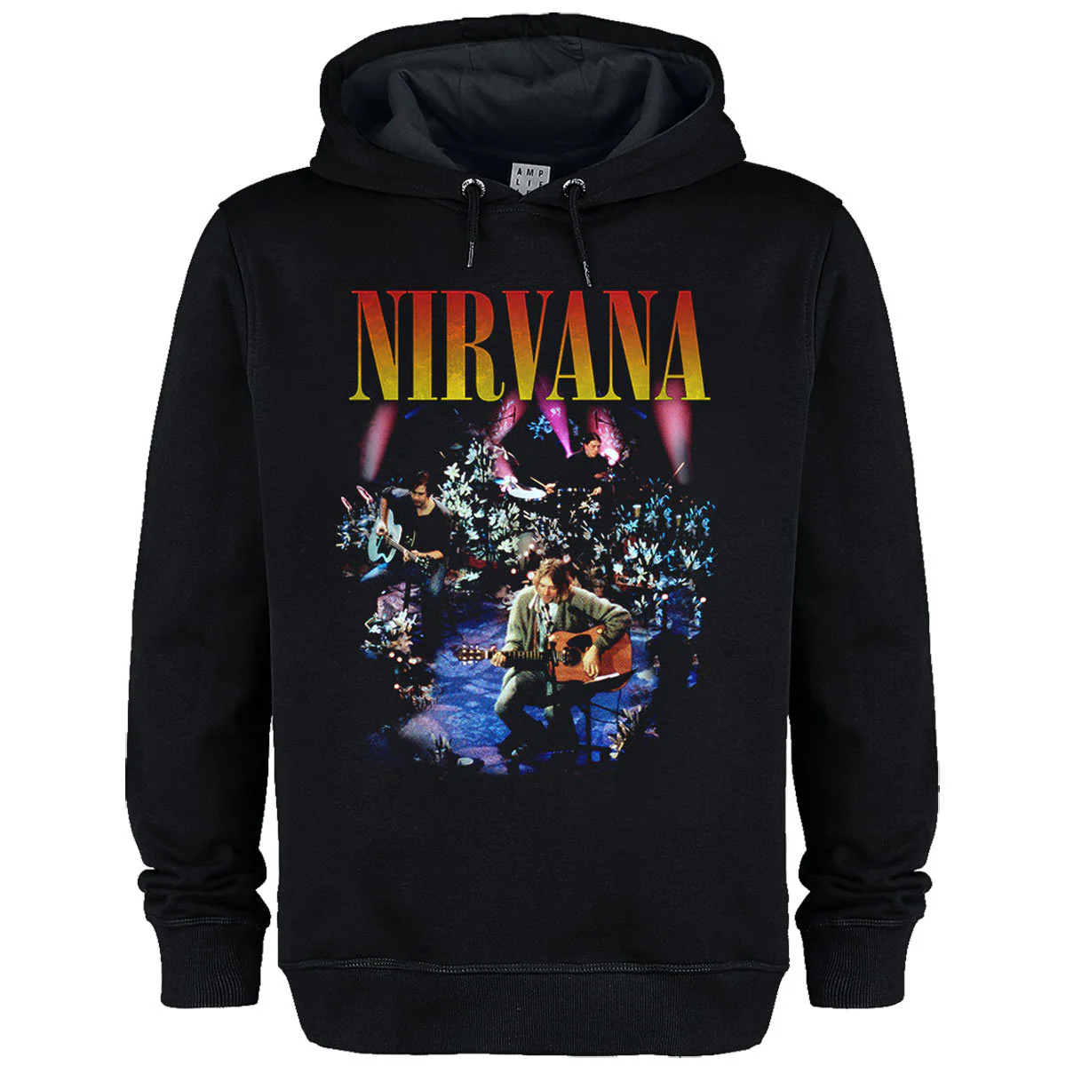 Nirvana Live In New York Amplified Vintage Black Large Unisex Hoodie