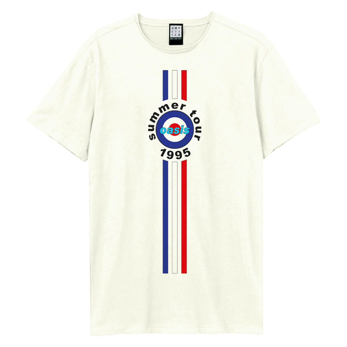 Oasis 1995 Tour Stripes Amplified Vintage White Medium T-Shirt