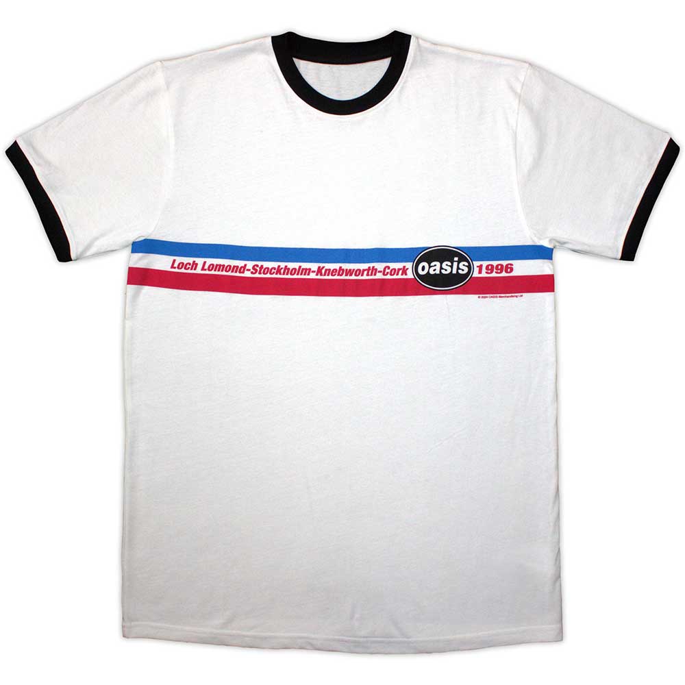 Oasis 1996 Tour Horizontal Stripes White Small T-Shirt