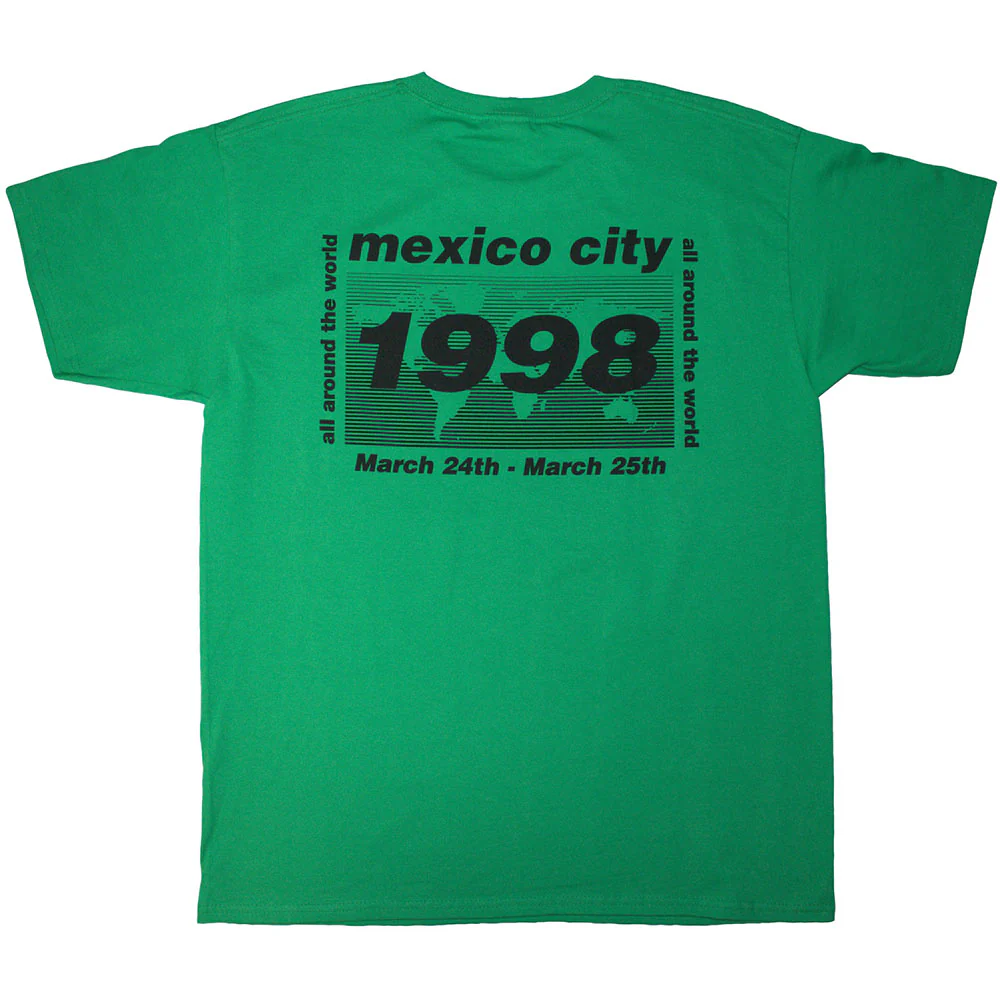 Oasis 1998 World Tour Mexico City Green Small T-Shirt - Image 2