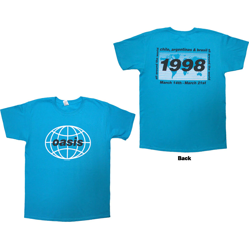 Oasis 1998 World Tour South America Blue X-Large T-Shirt - Image 3
