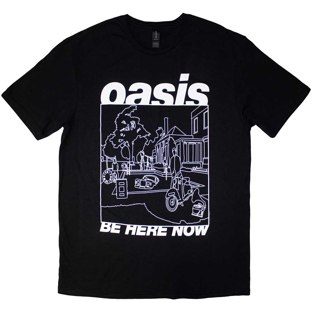 Oasis Be Here Now Line Drawing Black Medium T-Shirt