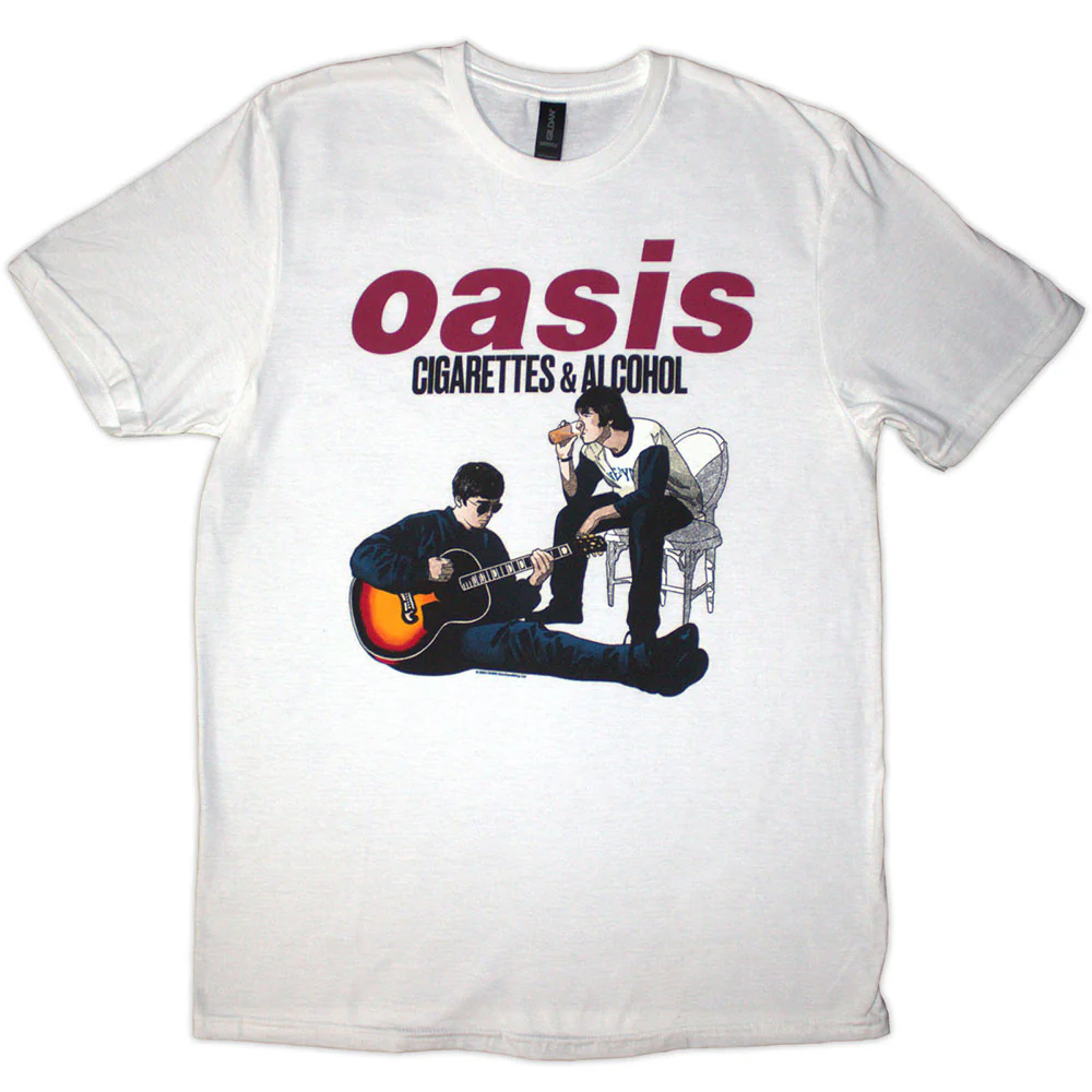 Oasis Cigarettes & Alcohol Illustration White Medium T-Shirt