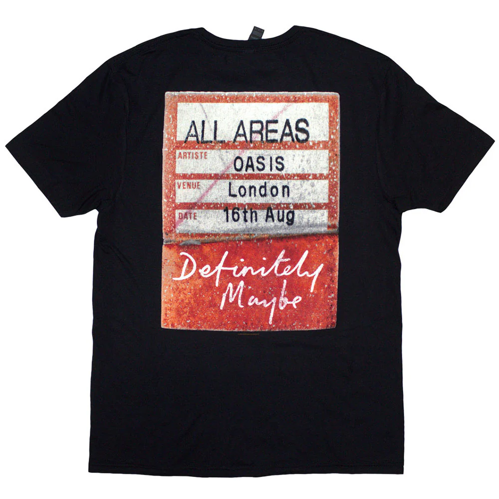 Oasis Definitely Maybe AAA Pass Black Medium T-Shirt - Image 2