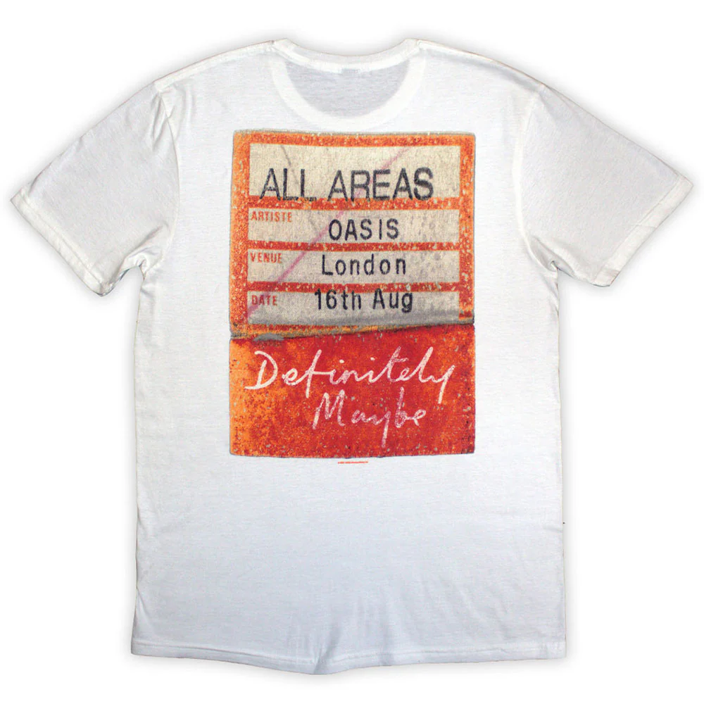 Oasis Definitely Maybe AAA Pass White X-Large T-Shirt - Image 2