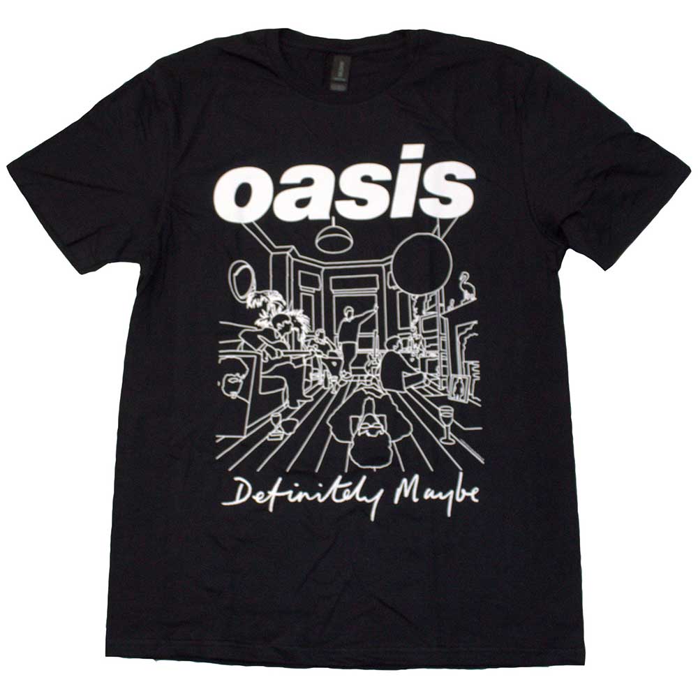 Oasis Definitely Maybe Line Drawing Black Small T-Shirt