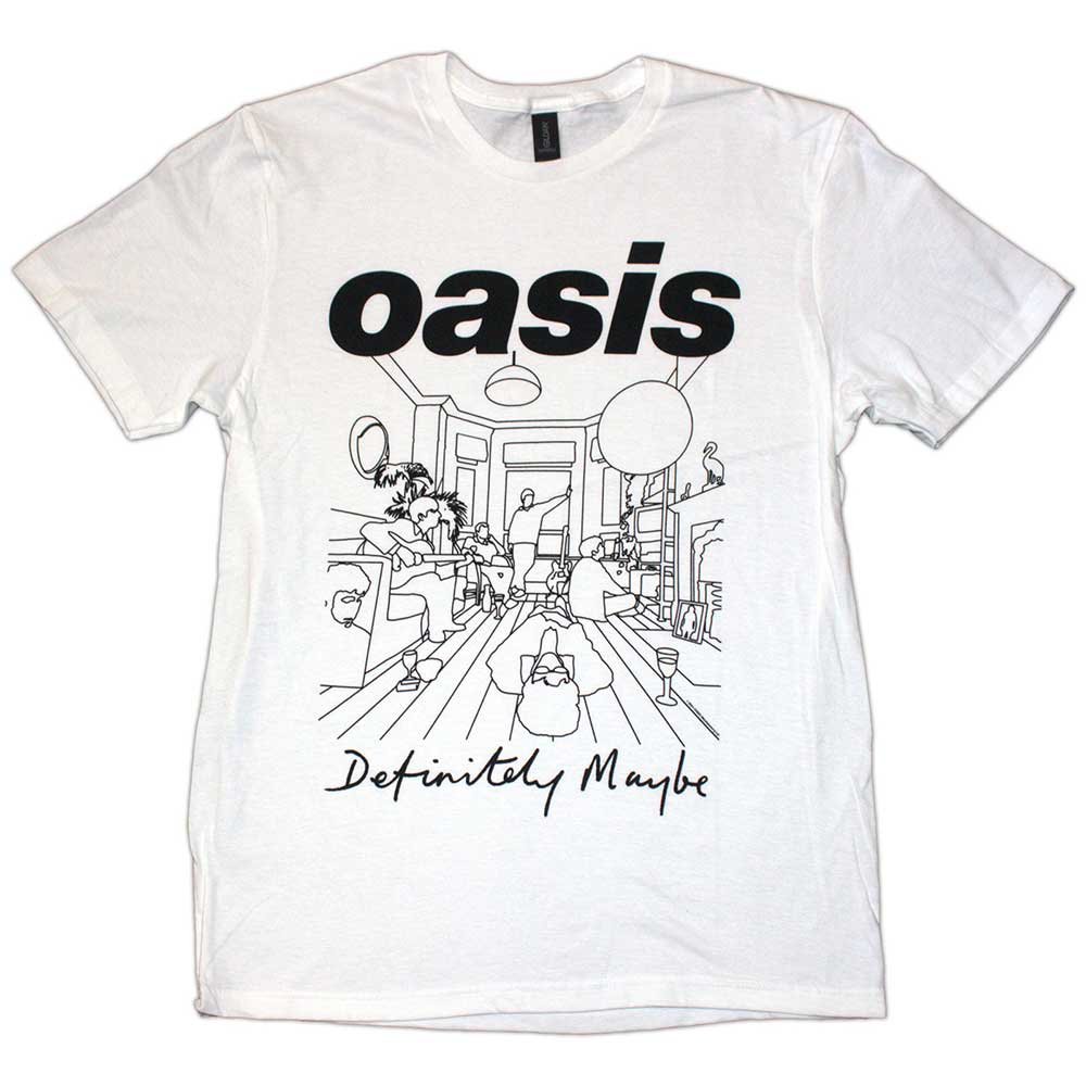 Oasis Definitely Maybe Line Drawing White XX-Large T-Shirt