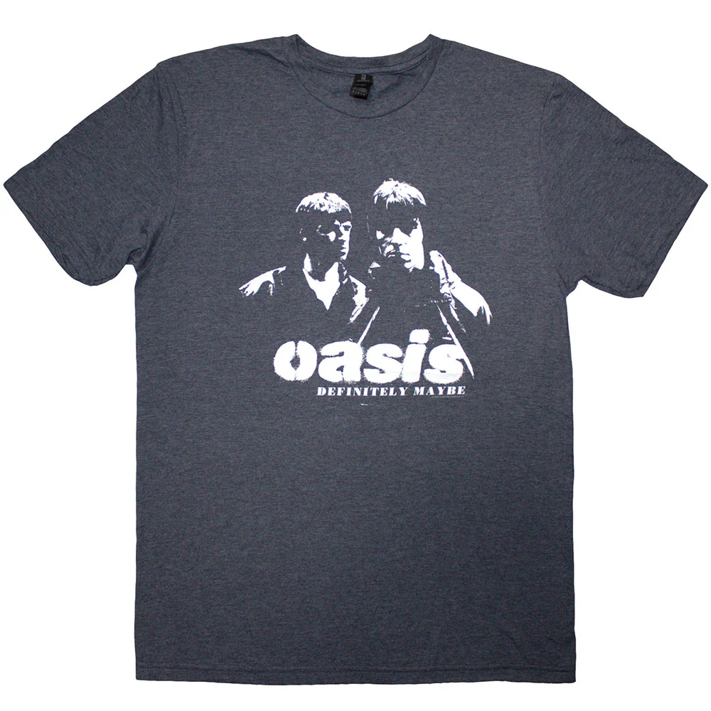 Oasis Definitely Maybe Photo Stencil Navy Blue Small T-Shirt