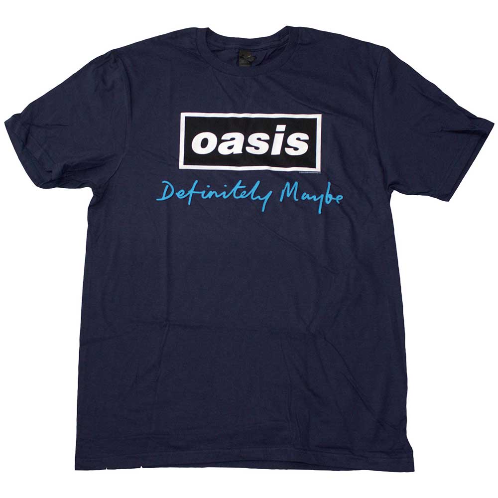 Oasis Definitely Maybe Text Logo Navy Blue X-Large T-Shirt