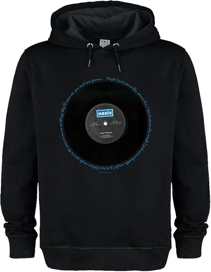 Oasis Live Forever Lyrics Black Medium Hoodie