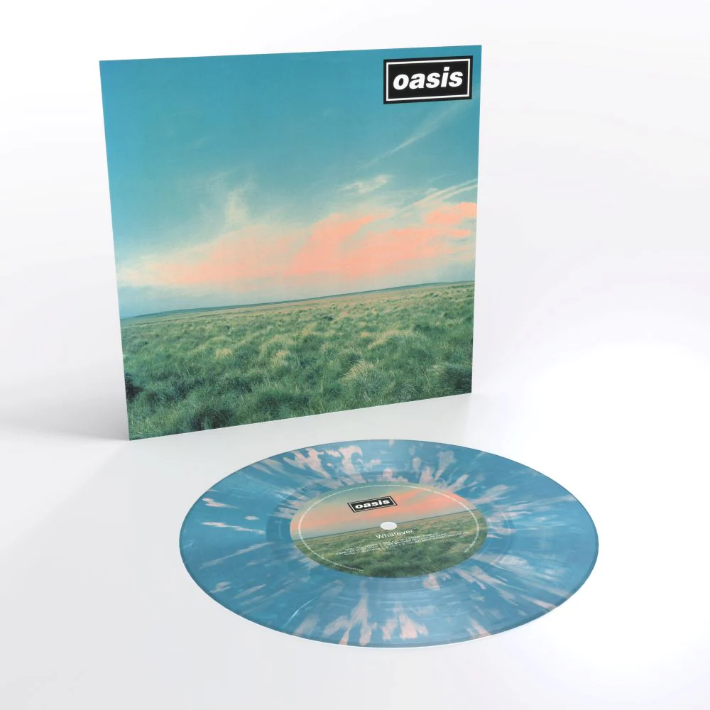 Oasis Whatever 7" Vinyl Single Pink & Blue Spatter Colour 2025