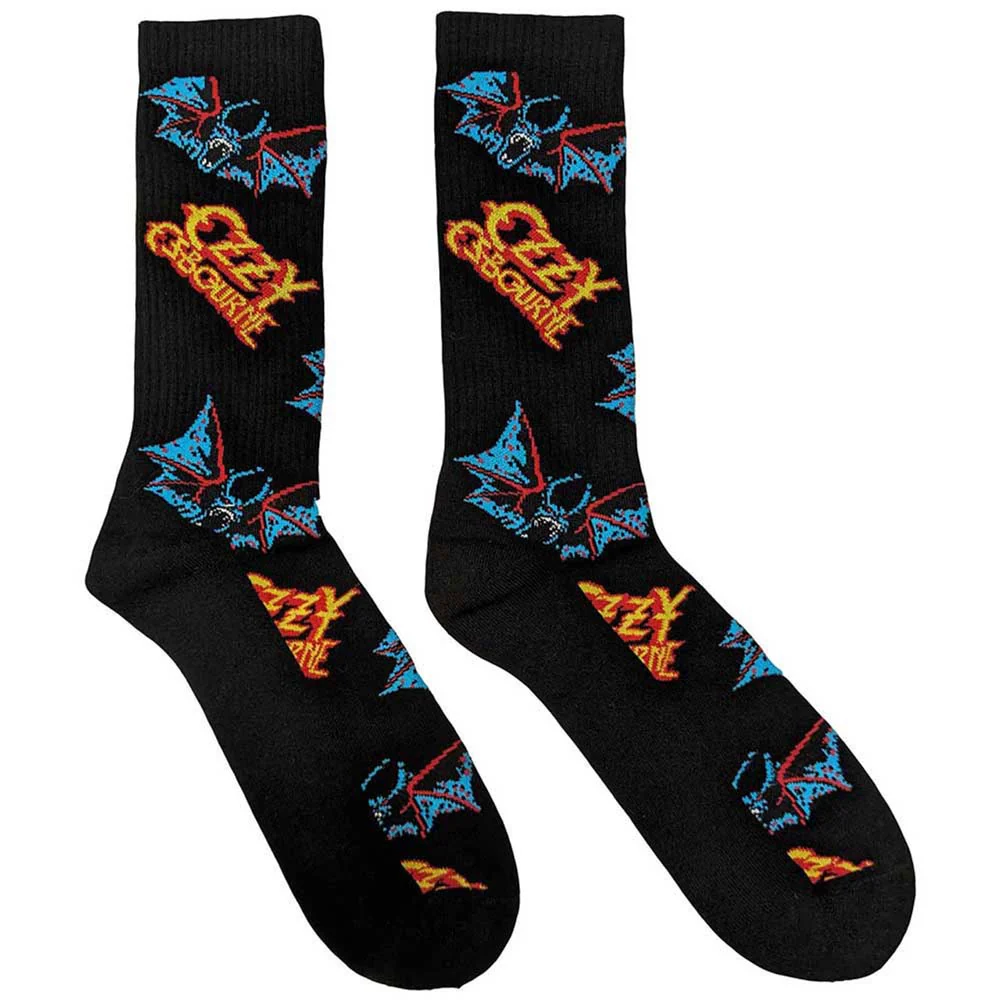 Ozzy Osbourne Unisex Ankle Socks: Logos & Bats (Black) (UK Size 4 - 7)