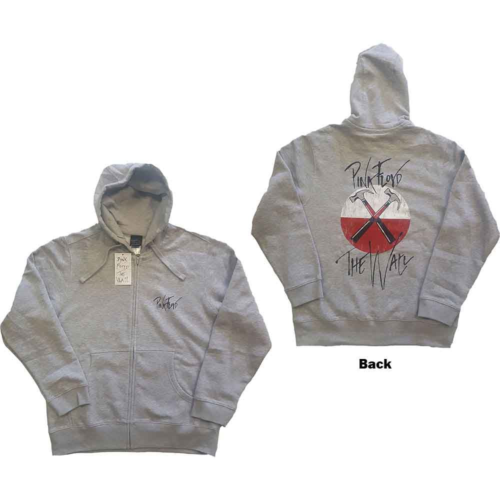 Pink Floyd The Wall Faded Hammers Logo Grey Medium Hoodie - Image 3