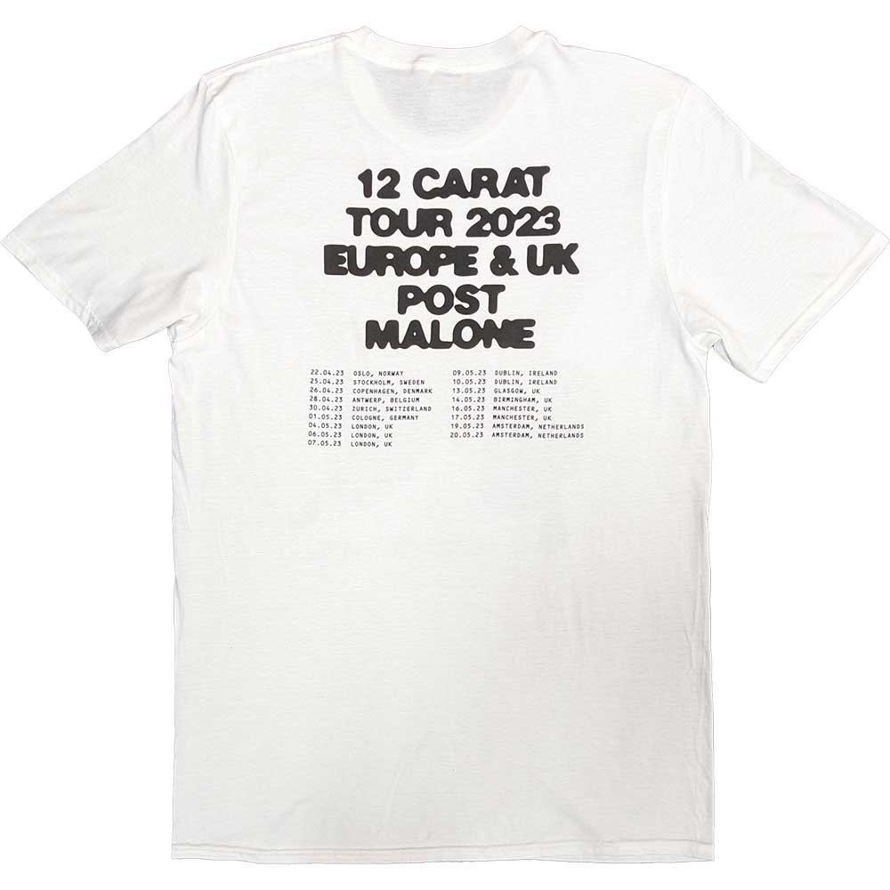 Post Malone Burn It Down 2023 Tour Dates White Large T-Shirt - Image 2