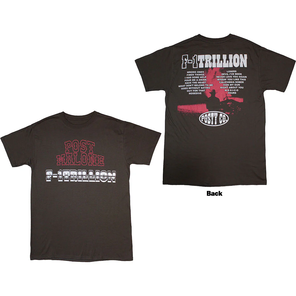 Post Malone F-1 Trillion Charcoal Grey Medium T-Shirt - Image 3