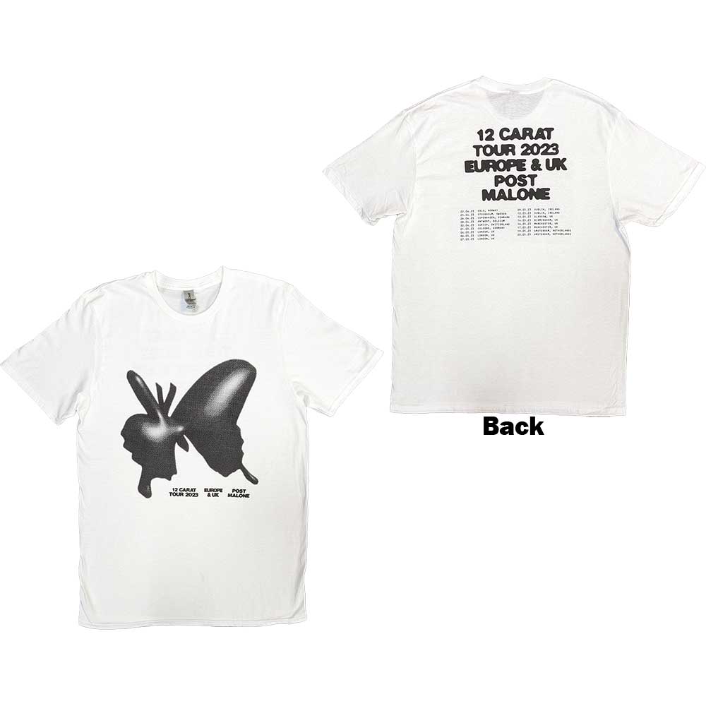 Post Malone Inflatable Butterfly 2023 Tour White Medium T-Shirt - Image 3