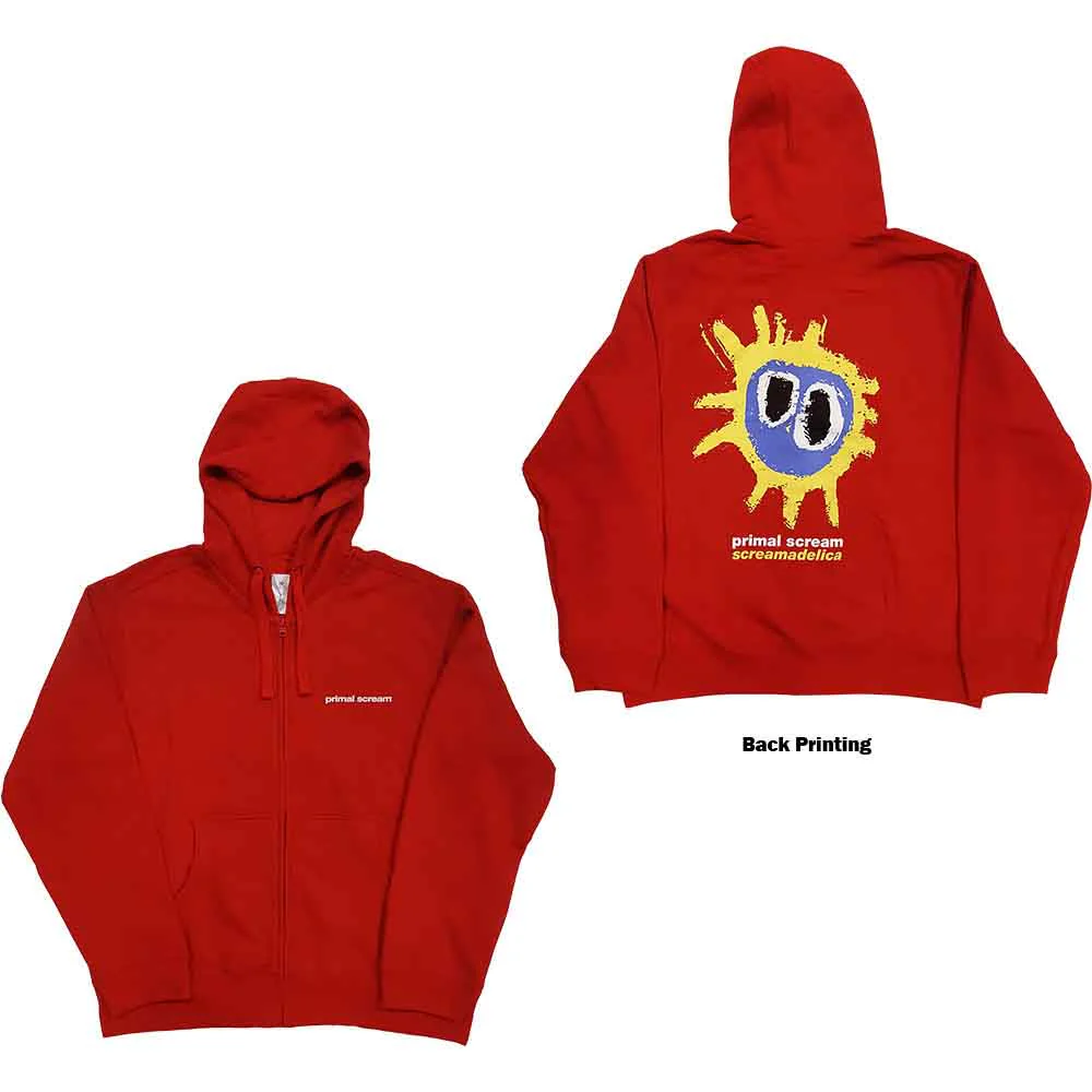 Primal Scream Screamadelica Red Small Zipped Hoodie - Image 3