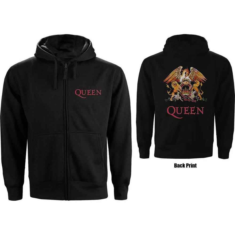 Queen Classic Crest Black Large Zipped Hoodie - Image 3
