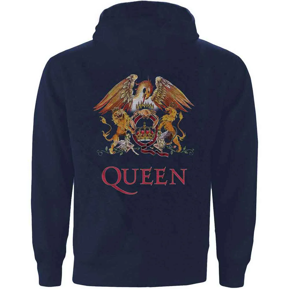 Queen Classic Crest Navy Blue Medium Zipped Hoodie - Image 2