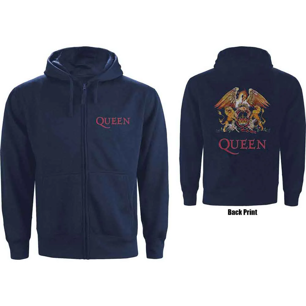 Queen Classic Crest Navy Blue X-Large Zipped Hoodie - Image 3