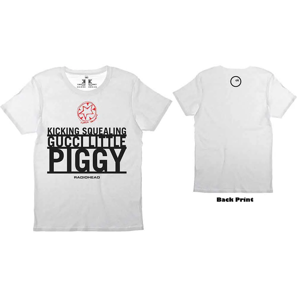 Radiohead Gucci Little Piggy White Medium T-Shirt - Image 3