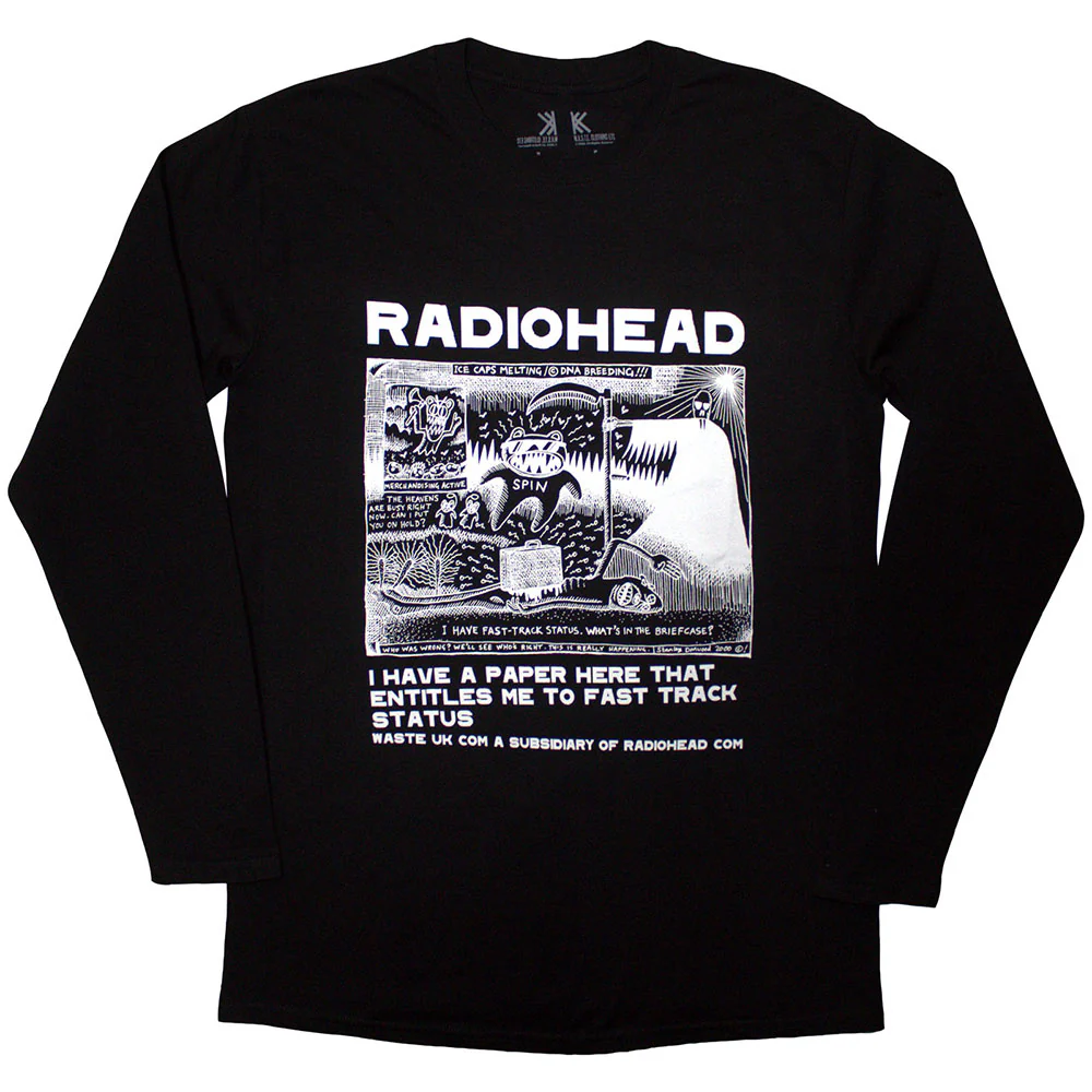 Radiohead Ice Caps Black Long Sleeve X-Large T-Shirt
