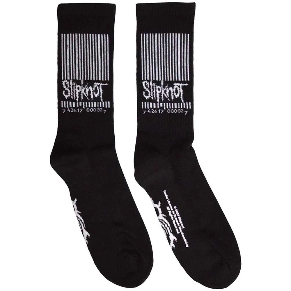 Slipknot Unisex Terry Socks: Barcode & Tribal S (Black) (UK Size 4 - 7)