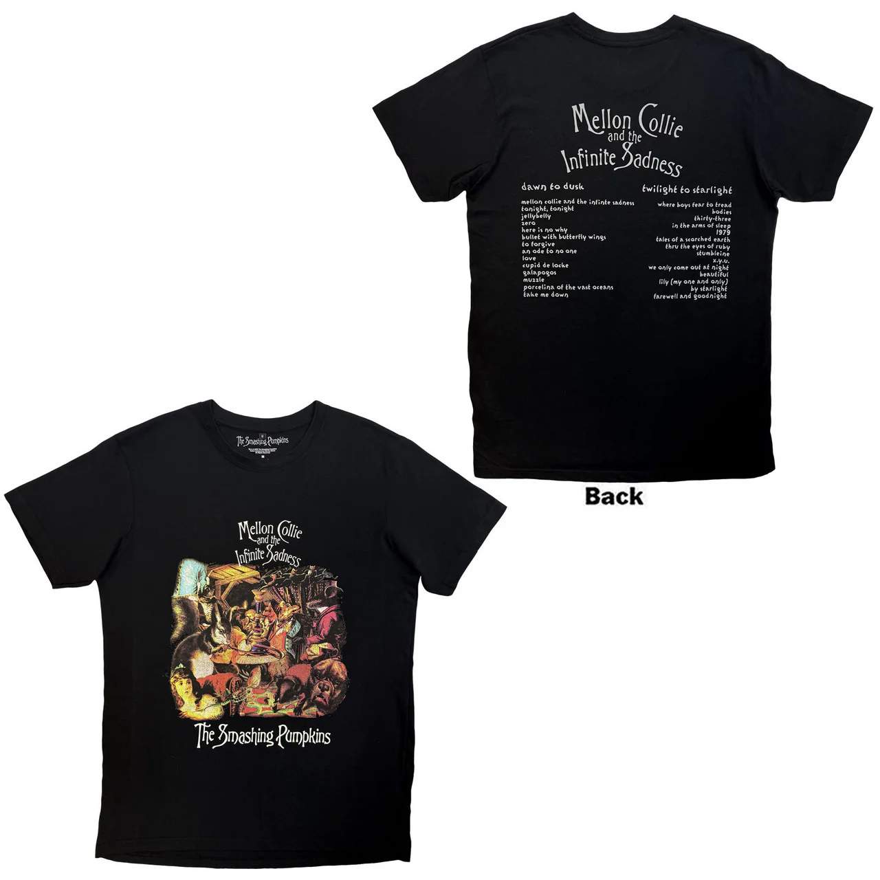 Smashing Pumpkins Mellon Collie Animals Black Large T-Shirt - Image 3