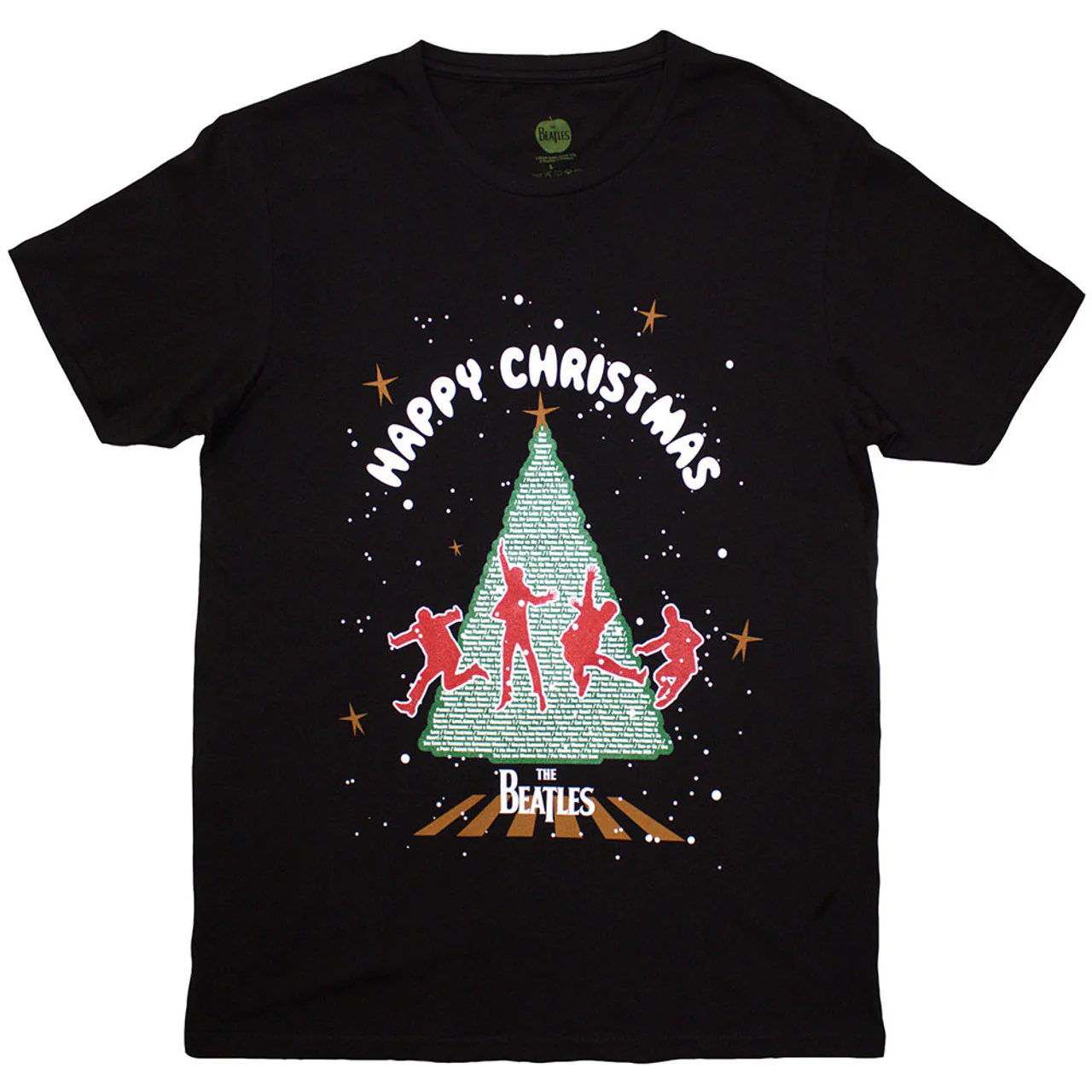 The Beatles Christmas Tree Black Large T-Shirt