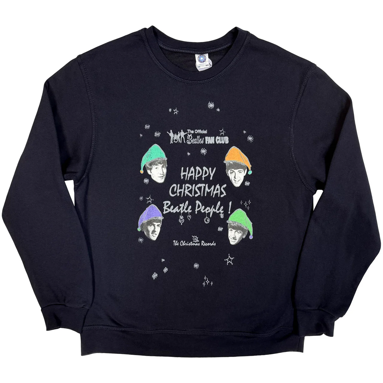 The Beatles Happy Christmas Navy Blue Long Sleeve Medium T-Shirt
