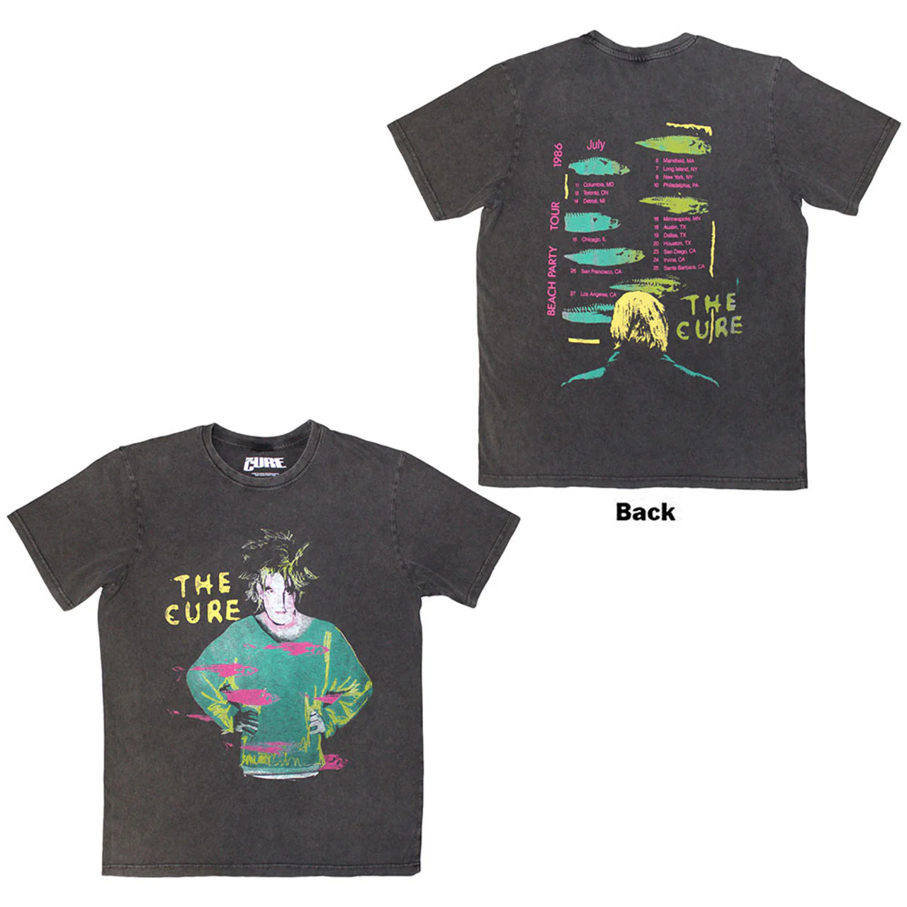 The Cure Beach Party Tour '86 Charcoal Grey Large T-Shirt - Image 3