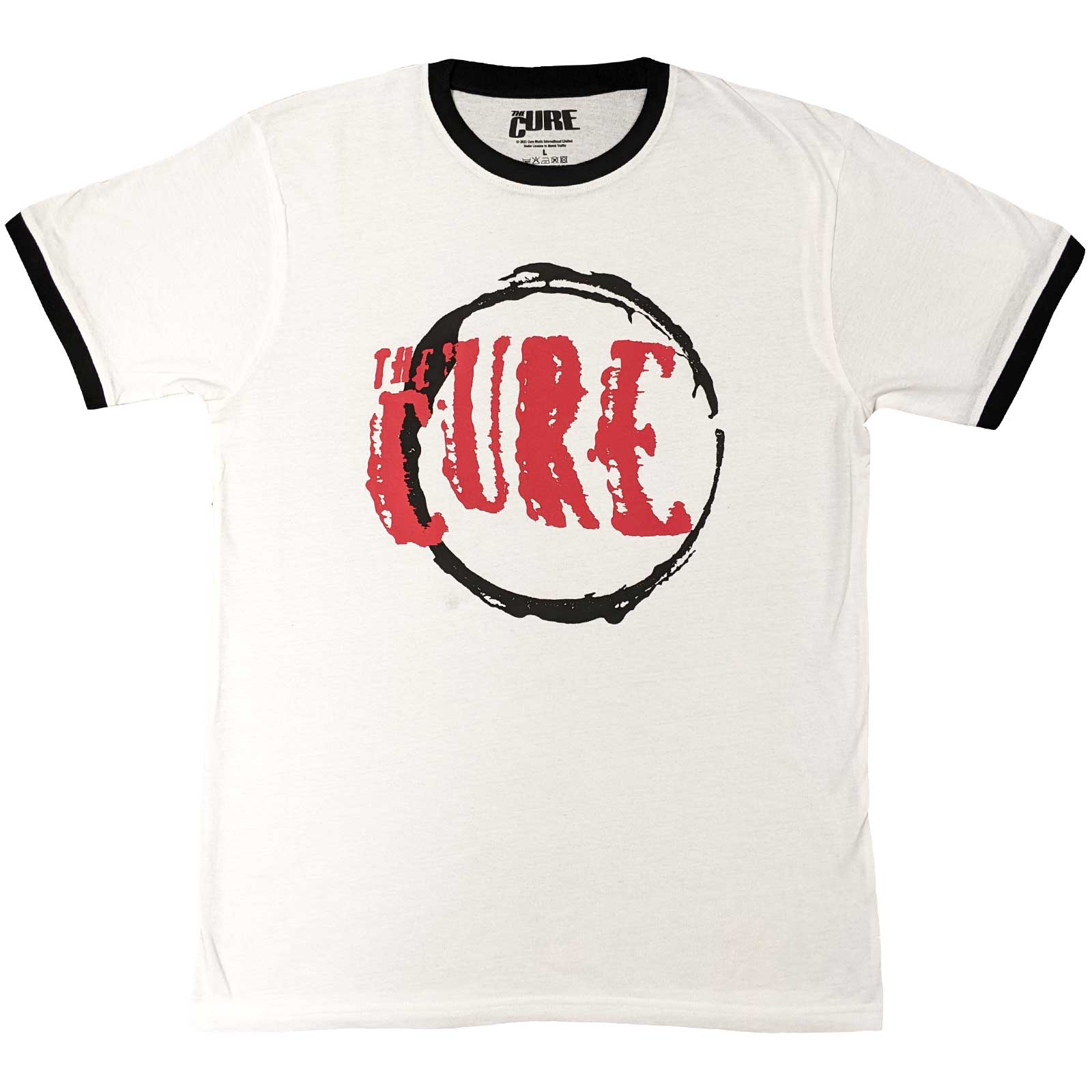 The Cure Circle Logo Ringer White Small T-Shirt