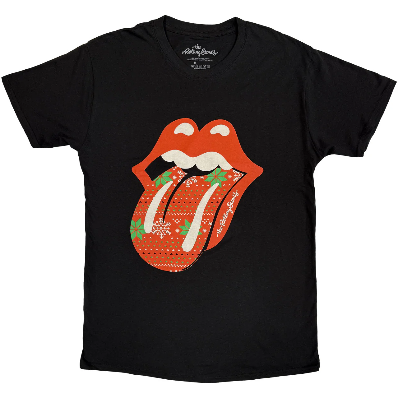 The Rolling Stones Christmas Tongue Black XX-Large T-Shirt