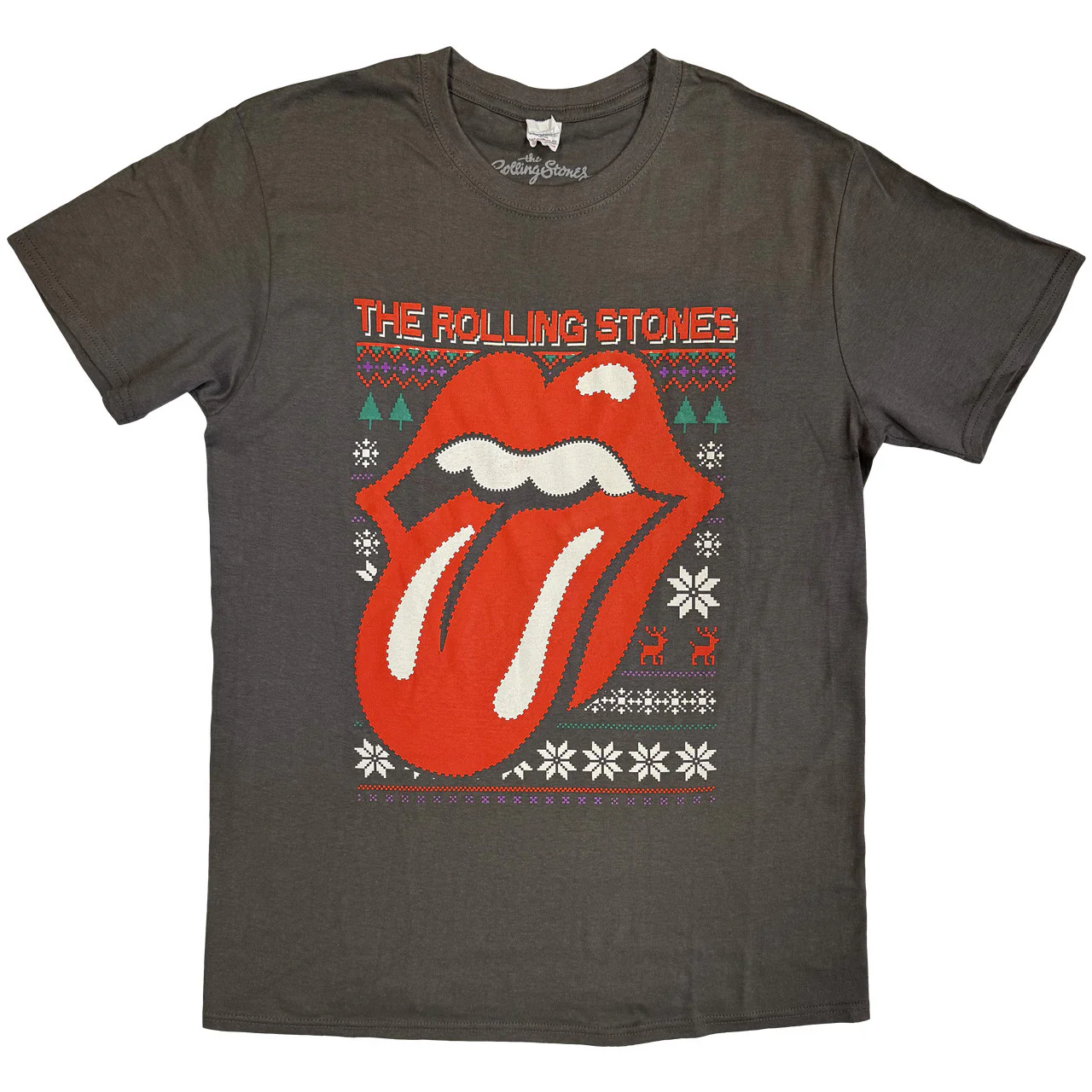 The Rolling Stones Cosmic Christmas Charcoal Grey Medium T-Shirt