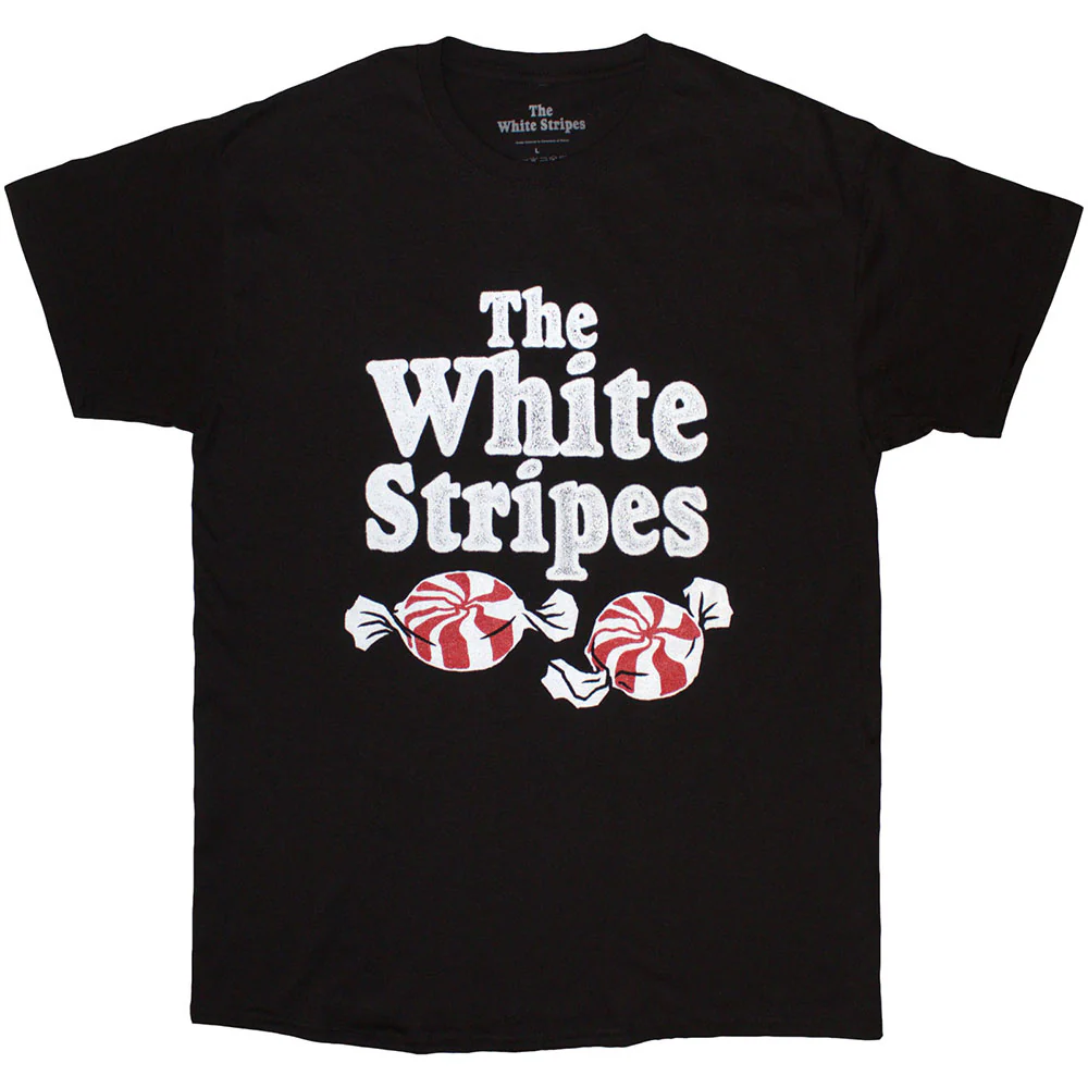 The White Stripes Peppermints Black Large T-Shirt