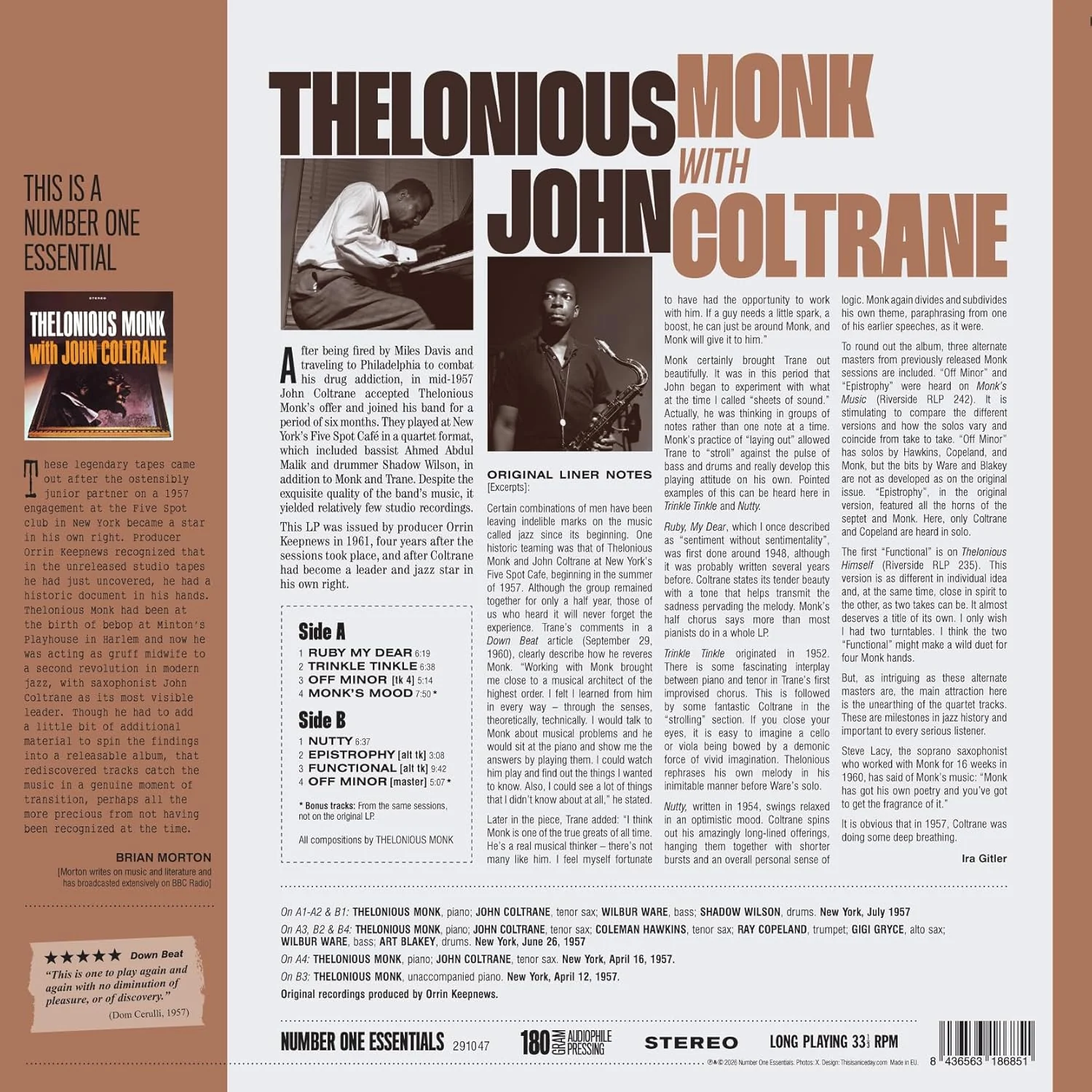 Thelonious Monk With John Coltrane (Self- Titled) Vinyl LP 2026 - Image 2