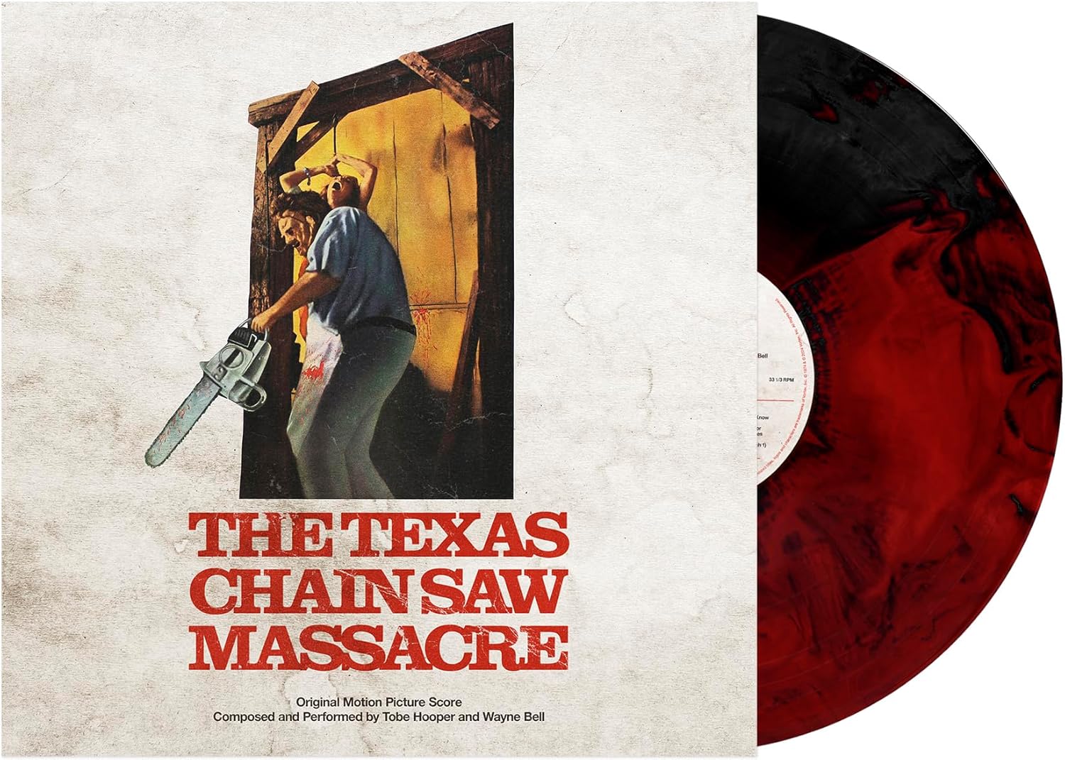 Tobe Hooper and Wayne Bell The Texas Chain Saw Massacre Vinyl LP Red and Black Marble Colour 2025